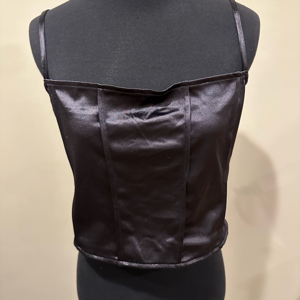 H&M Black Satin Bustier Top